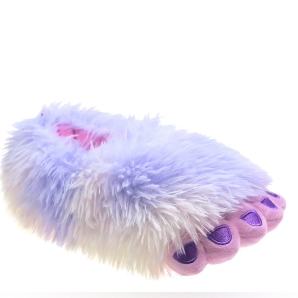 Wonder Nation Yeti Foot Slippers Girls Size 6 Purple Pink Plush House Shoes NWT